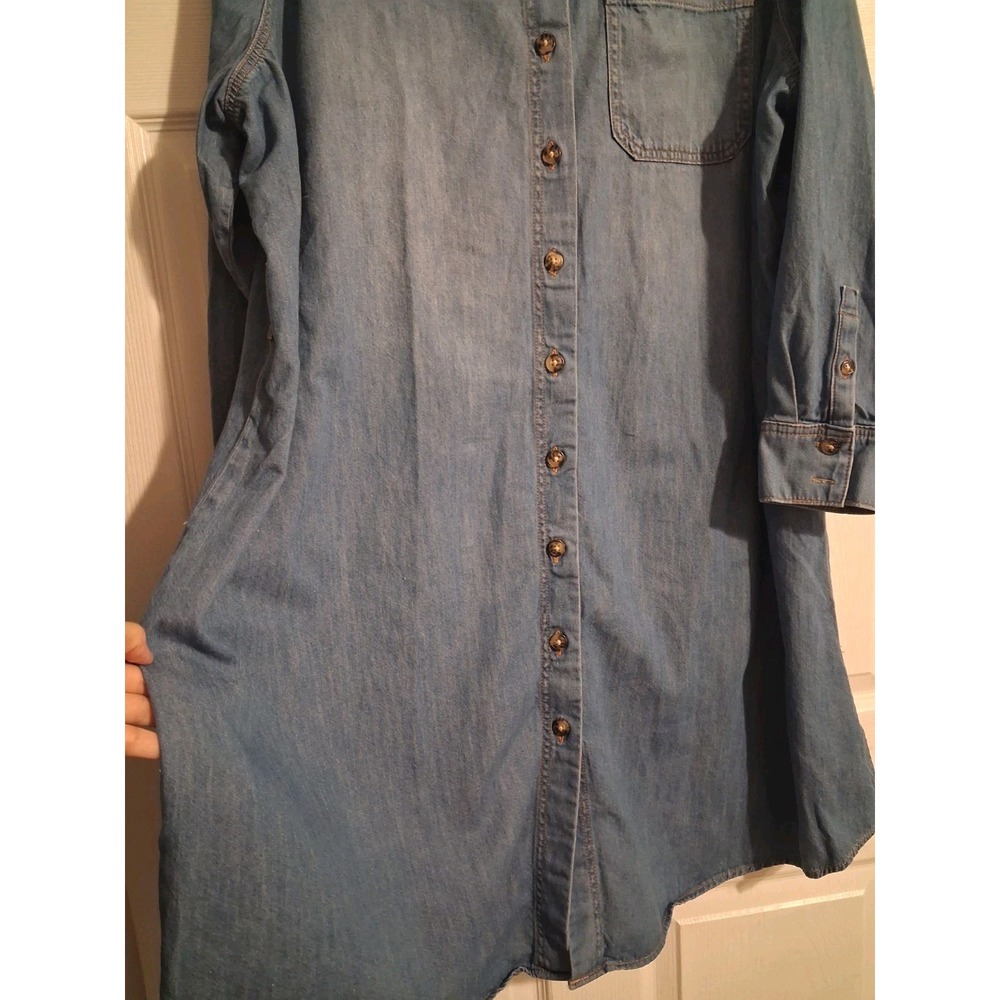 Lane Bryant Plus 3X 100% Cotton Chambray Denim Shirt Dress Belt Western Capsule - Picture 3 of 16
